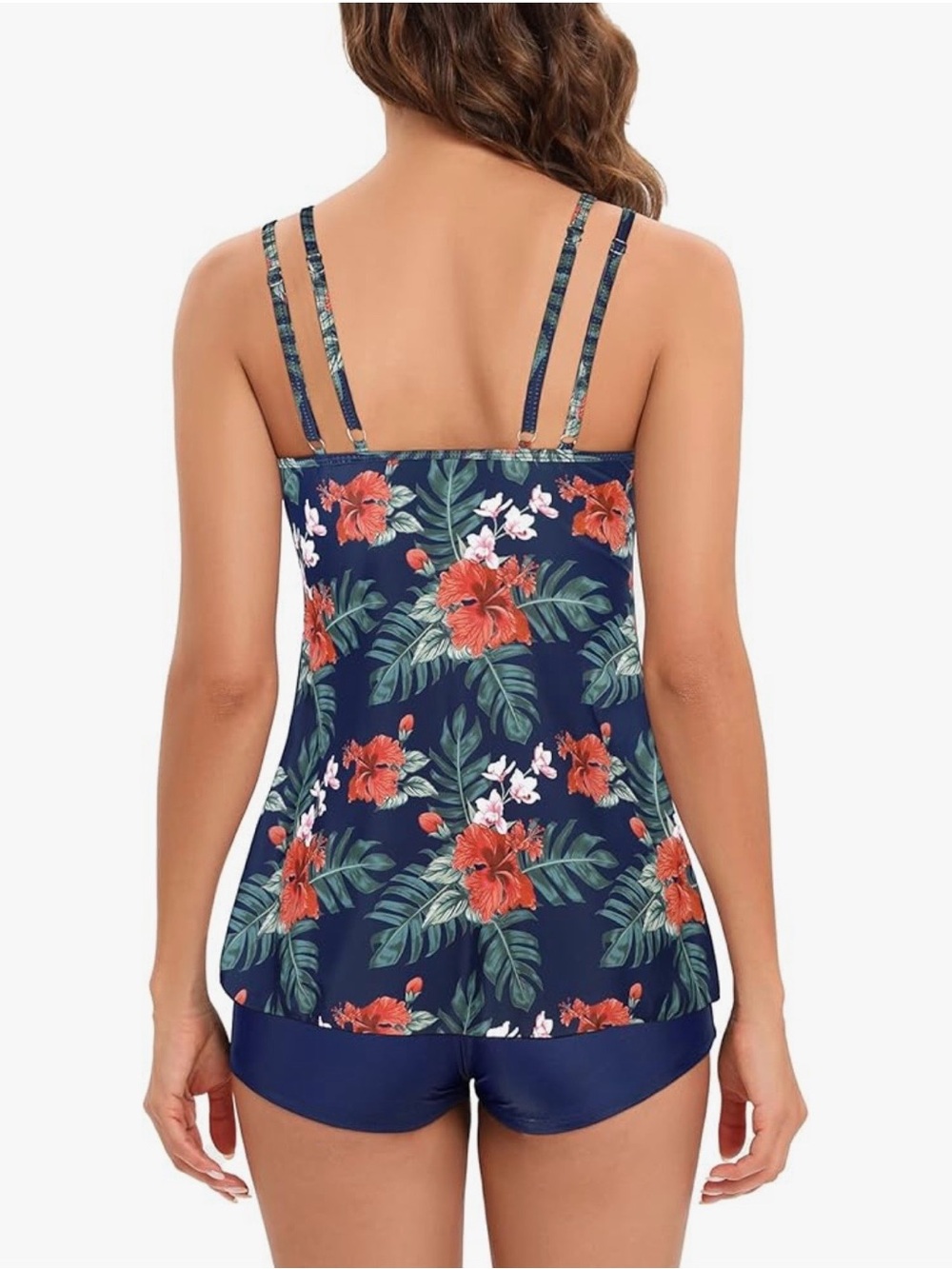 AMERICAN TRENDS~Floral Navy Tankini Swim Top with Matching Navy Shorts - - Picture 3 of 3